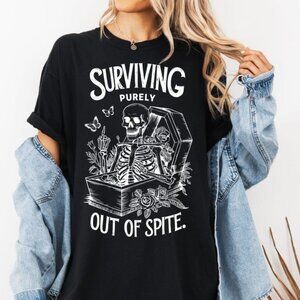 Surviving Out Of Spite Skeleton T-Shirt, Goth Graphic Tee